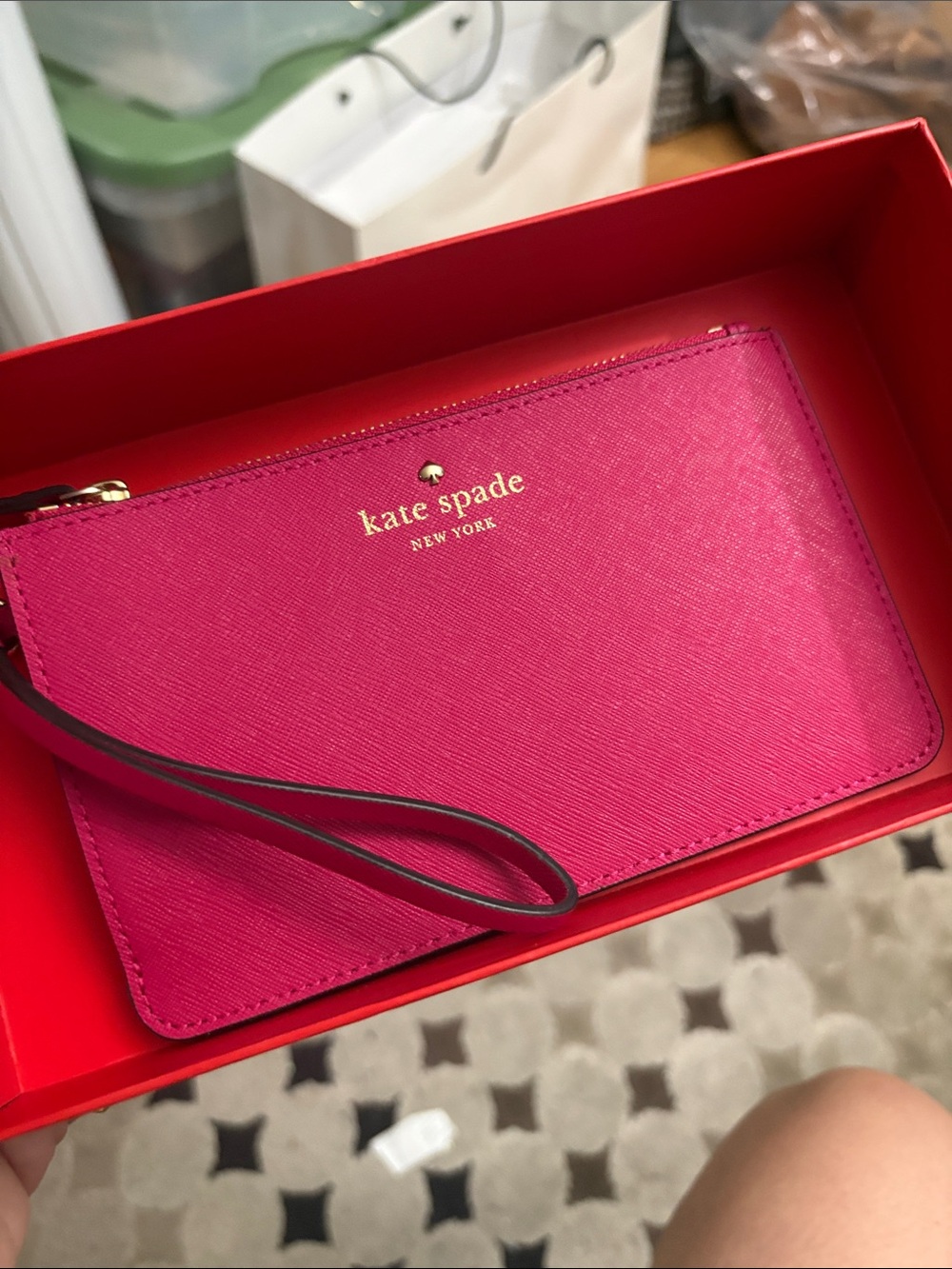 kate spade Hot Pink Saffiano Leather Wristlet